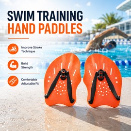 Swim Training Hand Paddles for Adults – Adjustable Silicone Strap Flippers for Stroke Practice