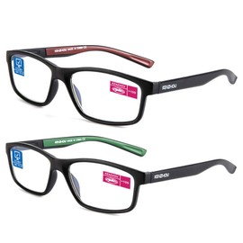 K KENZHOU Computer Reading Glasses Blue Light Blocking Glasses Women Men 2 Pack(red and green, +2.5)