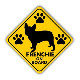 Frenchie On Board Stickers x 2 – 265mm x 265mm Dog Stickers Printed and Laminated for Car Window, Vehicle, and Home Decor – Cute French Bulldog Warning Stickers for Dog Owners