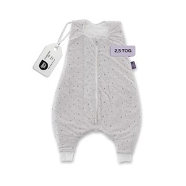 TRÄUMELAND – Ganzjahres Schlafanzug TO GO Moon Grau | Atmungsaktiver Babyschlafsack mit Füßen und regulierbarer Belüftung | 2.5 TOG, mitwachsend, Öko-Tex 100 zertifiziert