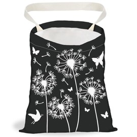 DELORIGIN Dandelion Print Car Trash Bag Hanging Garbage Bag with Snap Buttons Car Back Seat Trash Storage Portable Dustbin for Car Interior Accessories Travel Camping