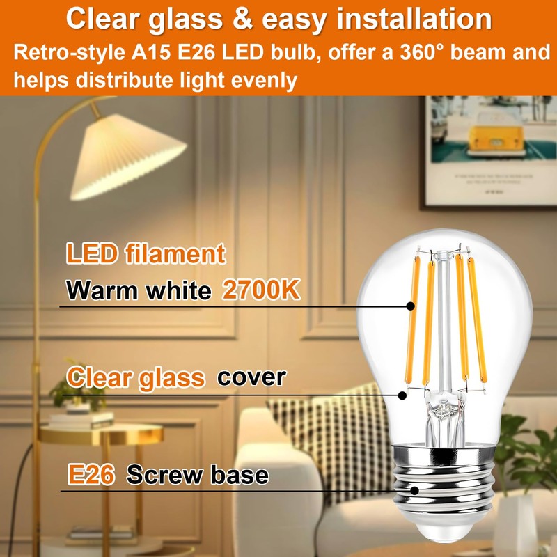 Vinaco A15 LED Bulb 60w, 4 Pack Dimmable No Flicker