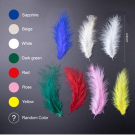 200pcs 4-6 Inches Fluffy Turkey Marabou Feathers for Crafts Dreamcatcher Fringe Trim Colored Feathers Accessories Pack (Color Mixing)