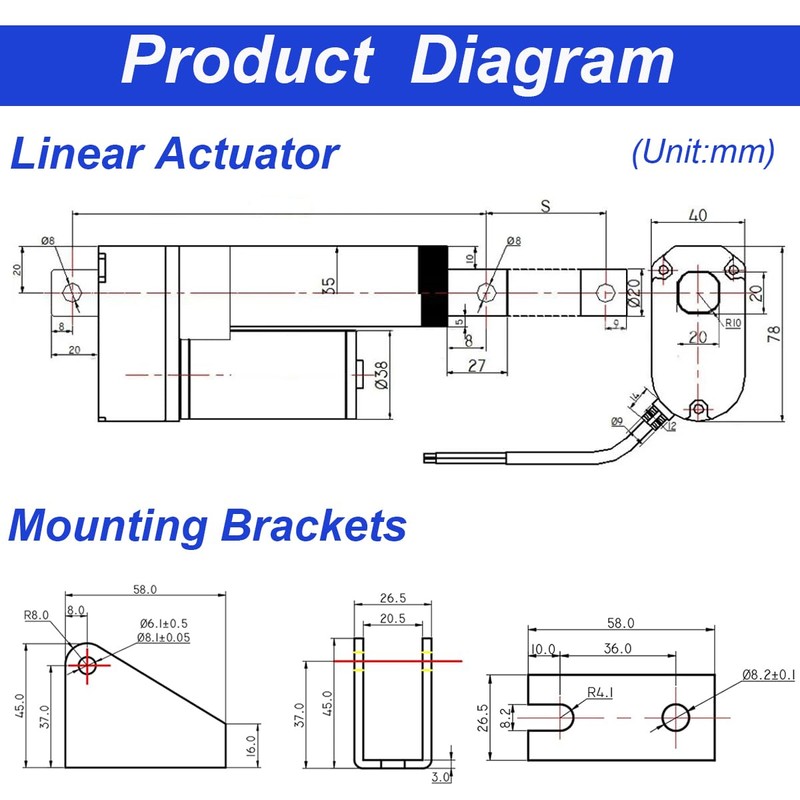 KM-LINEARTECH 16" 440lbs 12V Electric Linear Actuator Motor 16 inch