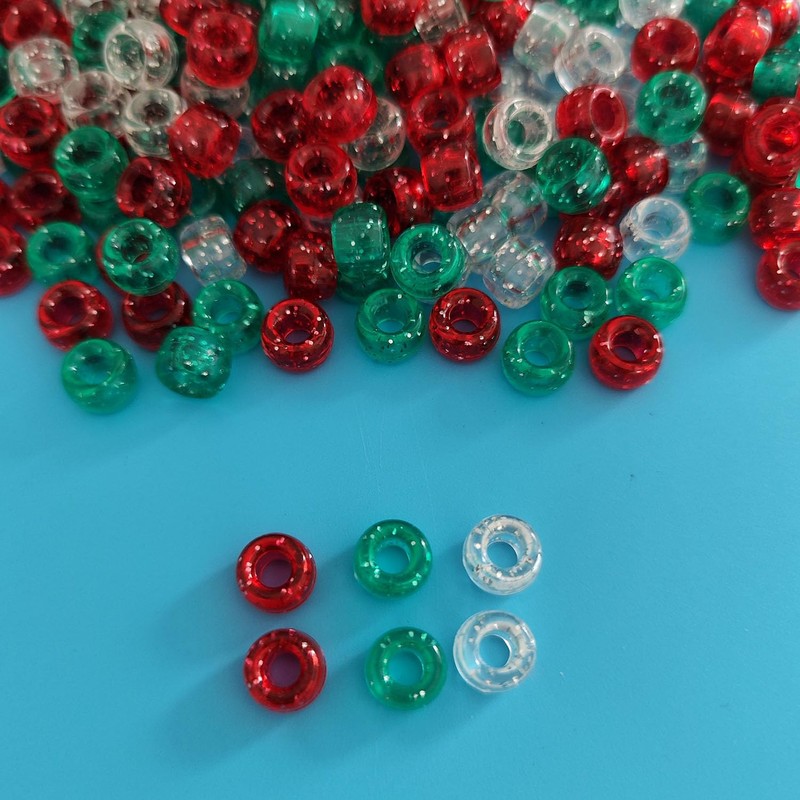Gxadwzy Pony Beads 6 x 9 mm Glitter with Large