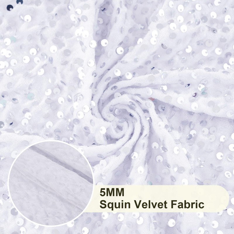 SquarePie Pack of 2 White Sequin Velvet Pillow Covers 18x18