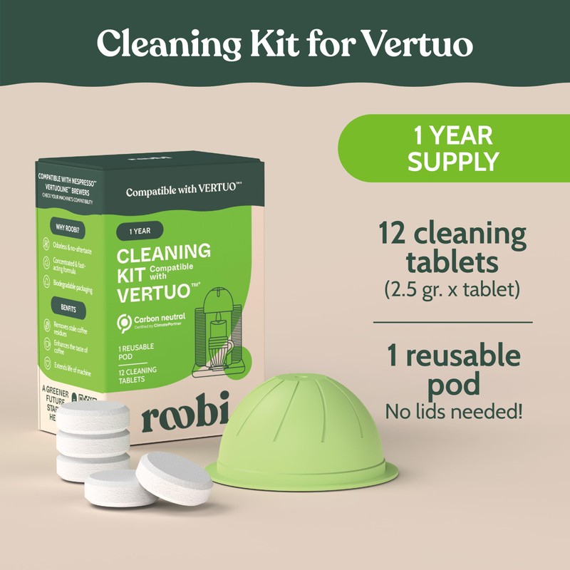 Roobi Cleaning Kit Compatible with Nespresso Vertuoline. Includes 1 Reusable