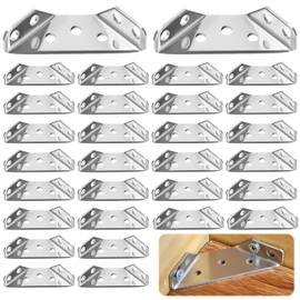 Pack of 30 Triangle Support Made of Stainless Steel, Angle Brackets, Triangle Shape, Corner Bracket, Universal Stainless Steel Corner Connector, Furniture Connector, Stainless Steel Angle Corner