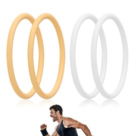 Lyreh 4pcs Patellar Tendon Support Straps, Silicone Patella Bands Fixed Leg Elastic Stabilizer Knee Brace Accessories for Basketball Running Sports Soccer Hiking Jumpers Volleyball (Beige + Luminous)