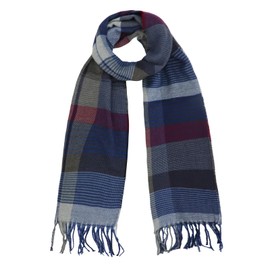 vimate Navy Plaid Scarf for women-Winter Ladies Long Plaid Tartan Checkered Scarf Accessories (Style 16)