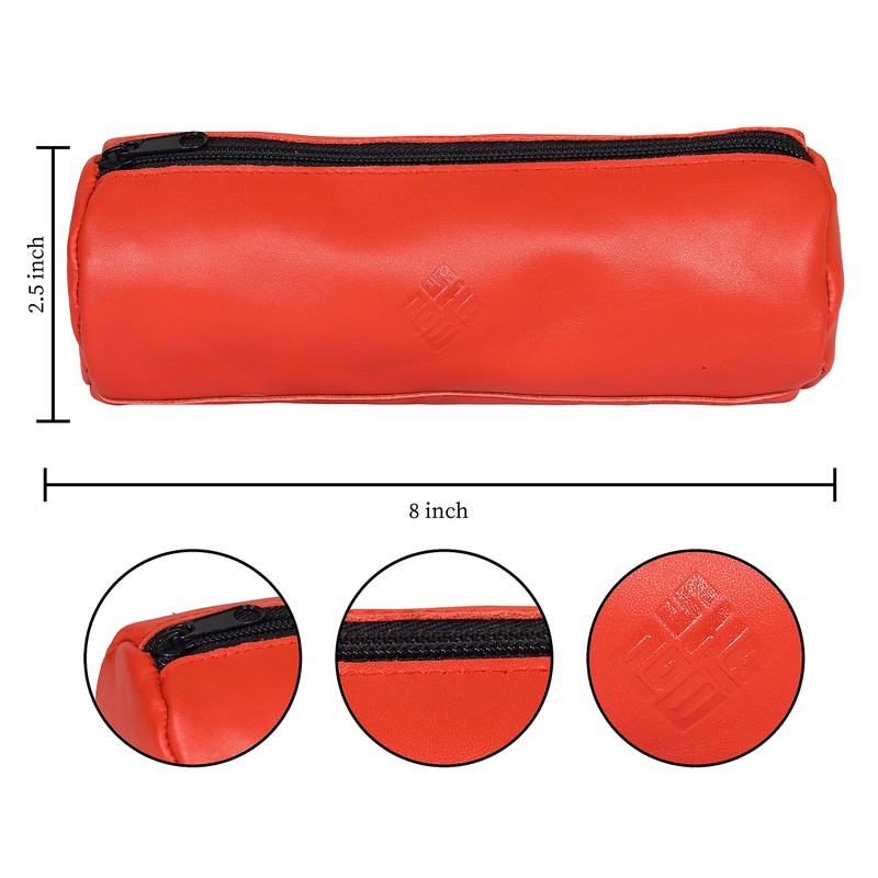 SHADOW DANCE UK Red Leather Barrel Pencil Case Clutch Art