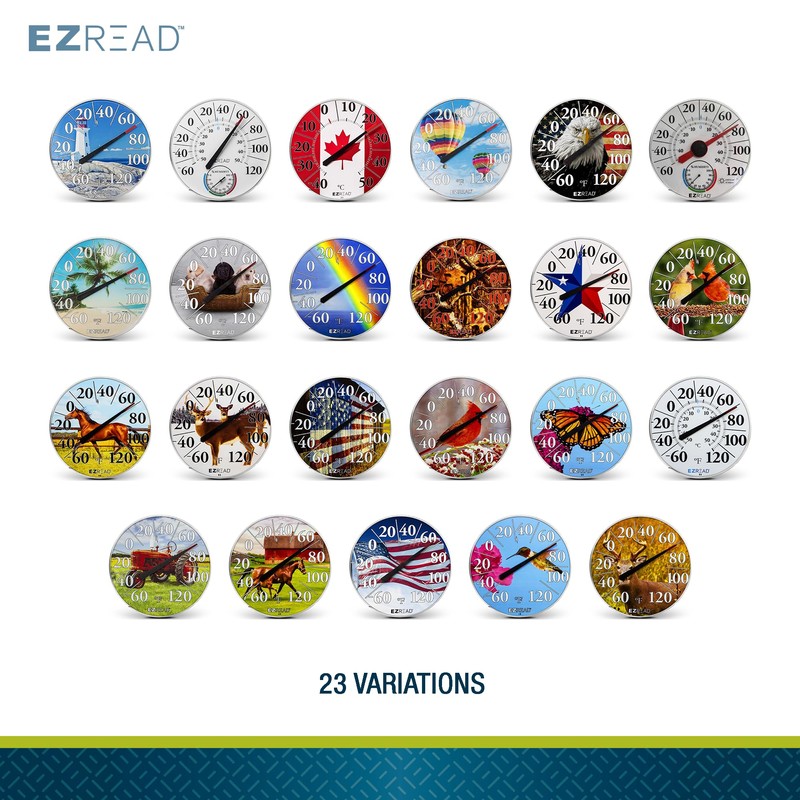 EZREAD Hanging Dial Thermometer - Weather Thermometers for Indoor and