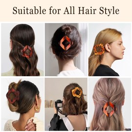 CURASA Flat Hair Clips for Women, 4PCS French Square Leopard Print Strong Hold Flat Claw Clips for Thick & Thin Hair, Lay Down Hair Claw Clips Hair Accessories for Women & Girls