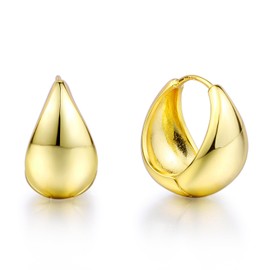 JA.S.JR 14K Gold Plated Teardrop Hoop Earrings Small Gold Huggie Hoop Earrings for Women