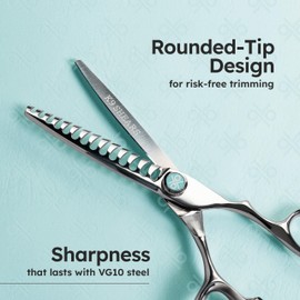 K9 Shears 6" Hair Thinning Scissors – Removing Large Sections of Hair Effortlessly and Leaving No Marks, VG10 Stainless Steel for Sharper, Tougher, Better Edge Retention, Thinning Rate 50%