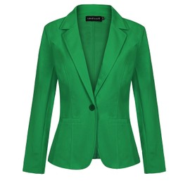 LADI TREND Women Jacket Blazer One Button Closure Stylish Comfortable Casual Workwear Suit (Grass Green S)