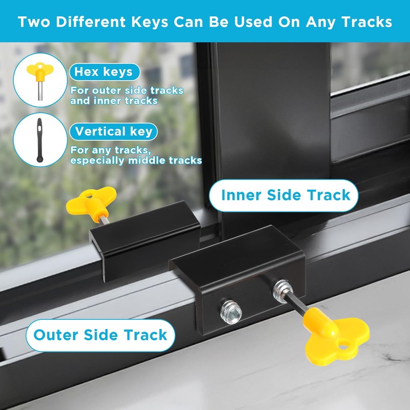 10 Sets Sliding Window Locks with Keys – Heavy-Duty Metal