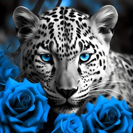 DPIDEA Leopard Diamond Painting, Diamond Painting Pictures for Adults, DIY 5D Diamond Painting, Leopard Diamond Painting, 5D Diamond Painting for Home Decor, 30 x 30 cm