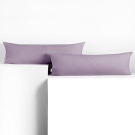 DecoKing 2 x Pillowcases 20 x 120 cm Jersey Cotton Zip Purple Amber