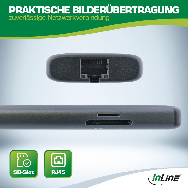 InLine 8-in-1 USB-C Multihub, Docking Station, 8K HDMI & DisplayPort,
