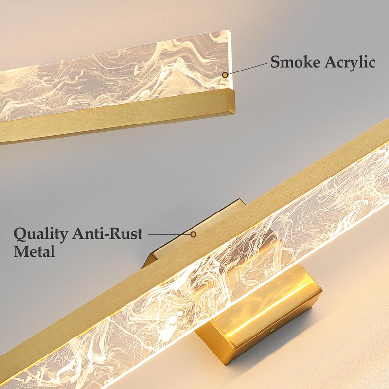 AIJIASI 39-Inch Brushed Gold Vanity Light Fixture, 28W Dimmable LED