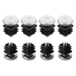 DTGN 20x20mm(LxW) Adjustable Leveling Feet - 8Set - Good for Furniture - Square Insert Kit Furniture Glides - Black