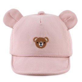 MniJiza Baby Boy Baseball Cap Infant Girls Cute Bear Ear Sun Hat Toddler Adjustable Cotton Cap for Spring Summer (3-24M, Pink)