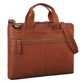 STILORD 'Ross' Vintage Laptop Bag 13.3 Inch - 14 Inch Leather Laptop Sleeve Men's Slim Document Bag Women's Genuine Leather for Notebook Work Business Travel, Maraska - Brown