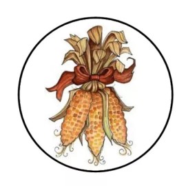 handmade 48 THANKSGIVING FALL CORN ENVELOPE SEALS LABELS STICKERS 1.2" ROUND