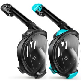 Greatever G2 Snorkeling Gear for Adults 2PCS, Full Face Snorkel Mask with Dry Top Snorkel,Anti-Leak & Anti-Fog Snorkel Mask Adult,Foldable Snorkeling Mask with Camera Mount mesh Bag