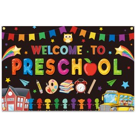 Welcome to Preschool Backdrop Banner First Day of School Party Decorations