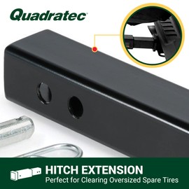 Quadratec 2" Receiver Hitch 12" Extender with Pin & Clip - Solid Steel - Fits Jeep Wranglers, Gladiators & All Vehicles with Standard 2" Receivers