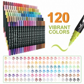Acrylic Paint Pens Markers, 120 Colors Dual Tip Acrylic Paint Pens with Brush Tip and Fine Tip, Waterproof Markers for Rock Painting, Wood, Canvas, Stone, Glass, Ceramic,DIY Crafts Making Art Supplies