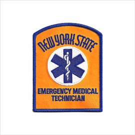 New York Orange EMT Patch Embroidered NY Emergency Medical Technician Uniform Crest - F 44