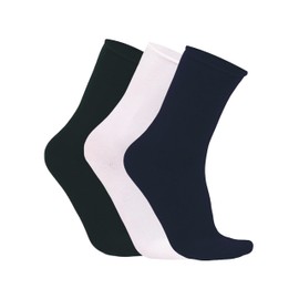 alsestudio Womens Seamless Non-Elastic Super Soft Modal Rich Socks 3 Pairs Pack Silk Touch Ankle High Breathable 4-7 Socks for Women (Black-White-Navy)