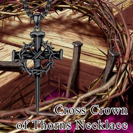 MEIDERBO Three Nail Cross Necklace 925 Sterling Silver 3 Nail Cross Pendant Christian Jewelry Gifts for Men 22+2", Sterling Silver, No Gemstone