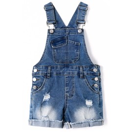 KIDSCOOL SPACE Girls Denim Overall Shorts,Little Big Boys Jean Overalls,Blue,13-14 Years