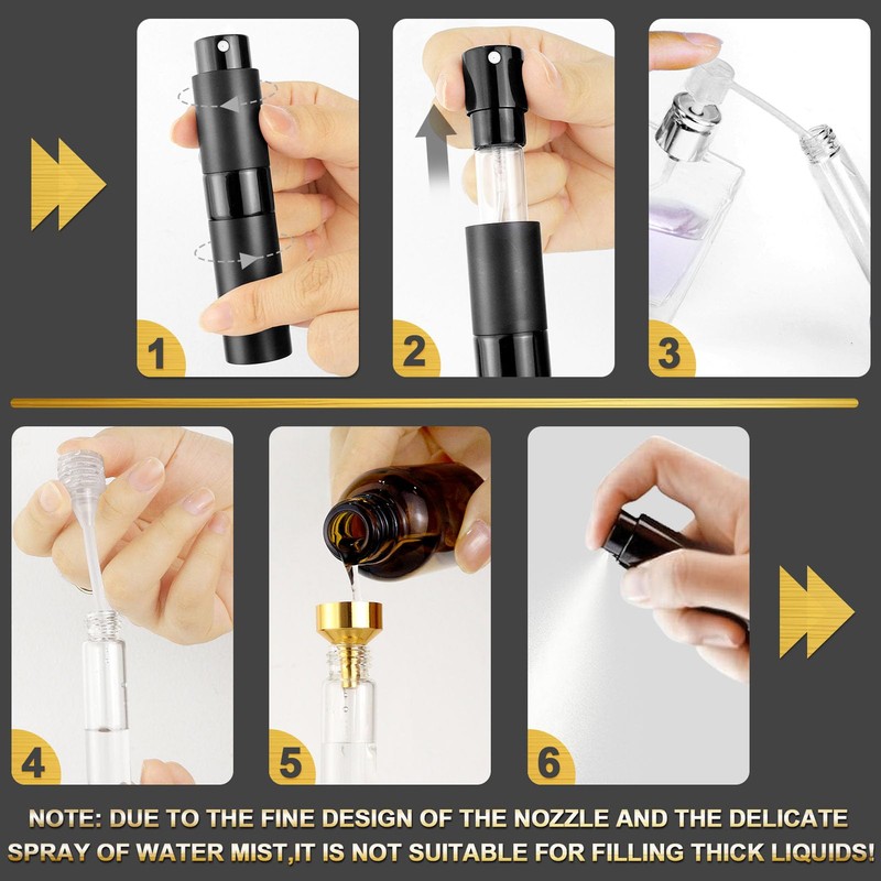 8ML Refillable Perfume Spray Bottles - Travel Atomizer Set with