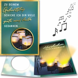 bentino Music birthday card, luminous sparkler, romantic greeting card with light for birthday, atmospheric greeting card that will be remembered