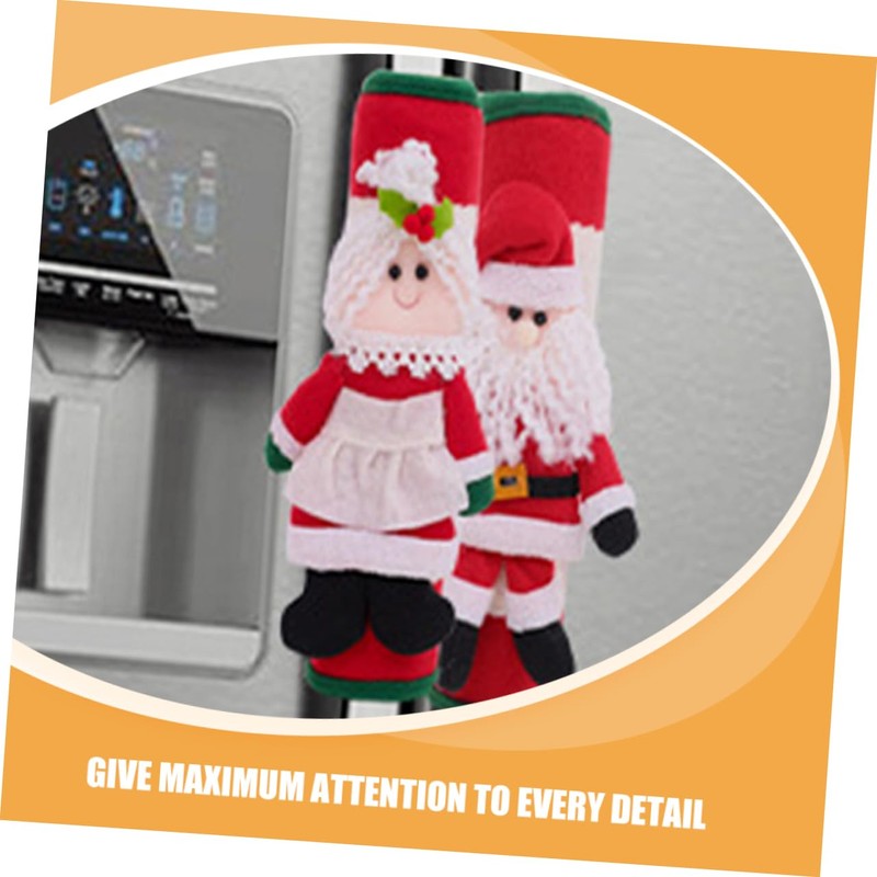 TEHAUX 4pcs Santa Claus Fridge Handle Covers Christmas Kitchen Decorations