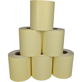 Yellow Sticky Thermal Paper - 3 1/8" x 120' - 6 rolls/case - Fits EPSON TM-L90, TM-L90(II), TM-L100, Bixolon SROP-S300, Star TSP654 and other liner-free compatible thermal printers!