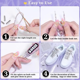 Locacrystal 10.94 Yards Rhinestone Round Shoe Laces With 36000pcs AAA 1.5mm Bling Rhinestones Suit for Sneakers Sweatpants Sneakers Hoodies Dress DIY Decorations with Aglets (Crystal AB，6rows)