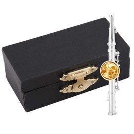 Badge brooches for men women, mini flute shaped musical instrument brooch accessories for gift collection (silver).