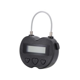 Mipcase 1Pc USB Charging Timer Lock Durable Electronic Lock Device with Wire Rope Smart Countdown Function for Gaming and Device Control Heart Shape