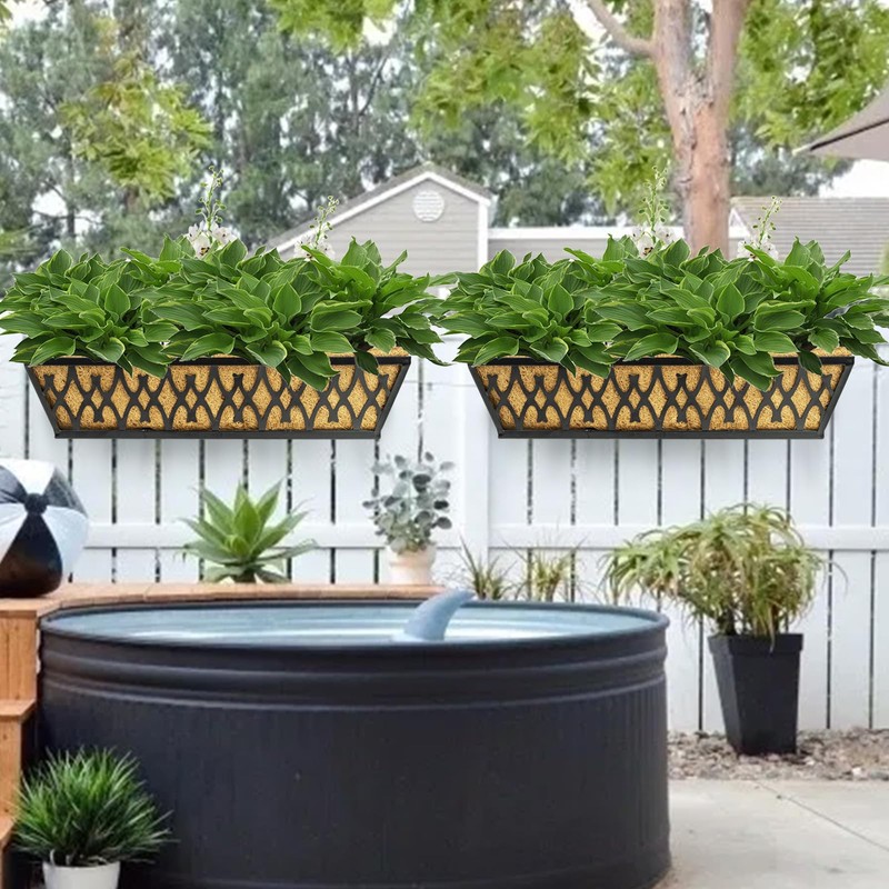 4 Pack 24 Inch Window Boxes Planters for Outdoor Plants