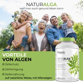 NATURALGA - Algen Komplex Kapseln ohne Zusätze 1840mg - Spirulina und Chlorella Pulver, Astaxanthin, Thallus Laminariae und Algen-Kalzium - frei von Gluten, Laktose und Gentechnik - 2 Monatspackung
