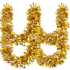 33FT Christmas Tinsel Garland Silver Gold Metallic Tinsel Twist Garland Hanging Foil Garland for Xmas Tree Decoration Wedding Party Supplies (Silver Golden)