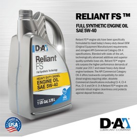 D-A LUBRICANT COMPANY 52264, Full Synthetic Engine Oil SAE 5W-40, 1 Gallon (4 Pack)