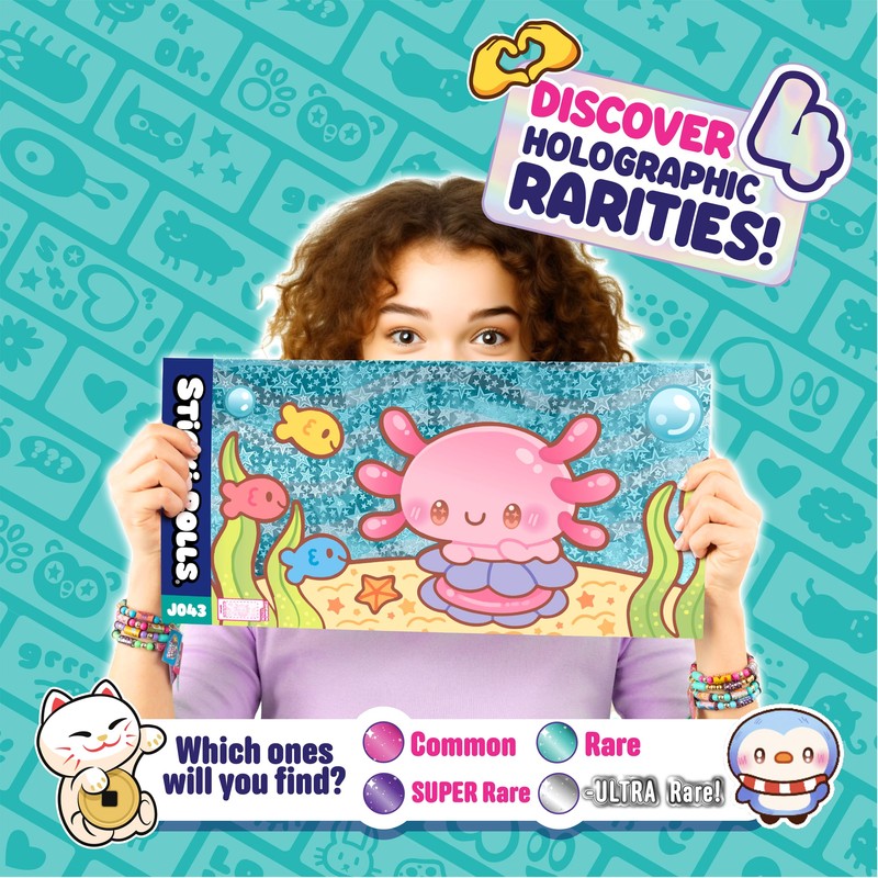 Sticki Rolls Jumbo Stickies, Giant Re-Stickable Foil Stickers, Unique Kawaii