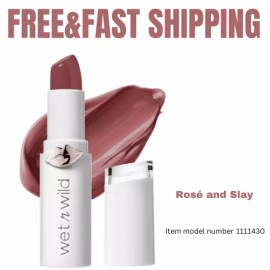 wet n wild Lipstick Mega Last High-Shine 0.11 Ounce CHOSE YOUR SHADE - Rosé and Slay